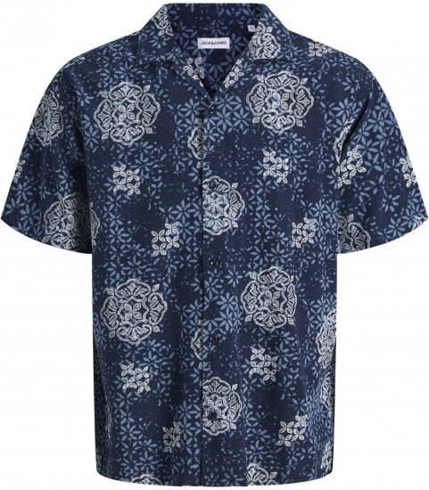 Jack & Jones Alfredo Shirt Short Sleeve Blue - Κοντομάνικα πουκάμισα - Κοντομάνικα πουκάμισα μεγάλα μεγέθη