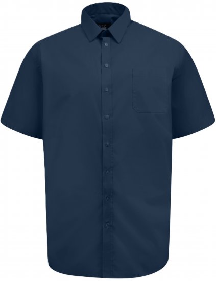 D555 Lucas Ελαστικό Πουκάμισο Με Κοντά Μανίκια Ανθεκτικό Στους Λεκέδες Χωρίς Σιδέρωμα Μπλε Ναυτικό - Πουκάμισα - Aνδρικά πουκαμισα μεγαλα μεγάλα μεγέθη