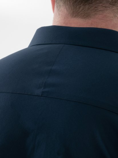 D555 Lucas Ελαστικό Πουκάμισο Με Κοντά Μανίκια Ανθεκτικό Στους Λεκέδες Χωρίς Σιδέρωμα Μπλε Ναυτικό - Πουκάμισα - Aνδρικά πουκαμισα μεγαλα μεγάλα μεγέθη