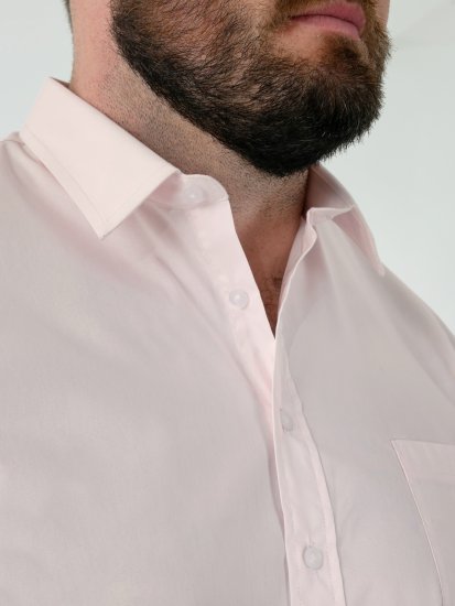 D555 Lucas Ελαστικό Πουκάμισο Με Κοντά Μανίκια Ανθεκτικό Στους Λεκέδες Χωρίς Σιδέρωμα Ροζ - Πουκάμισα - Aνδρικά πουκαμισα μεγαλα μεγάλα μεγέθη