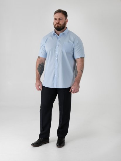 D555 Lucas Ελαστικό Πουκάμισο Με Κοντά Μανίκια Ανθεκτικό Στους Λεκέδες Χωρίς Σιδέρωμα Γαλάζιο - Πουκάμισα - Aνδρικά πουκαμισα μεγαλα μεγάλα μεγέθη