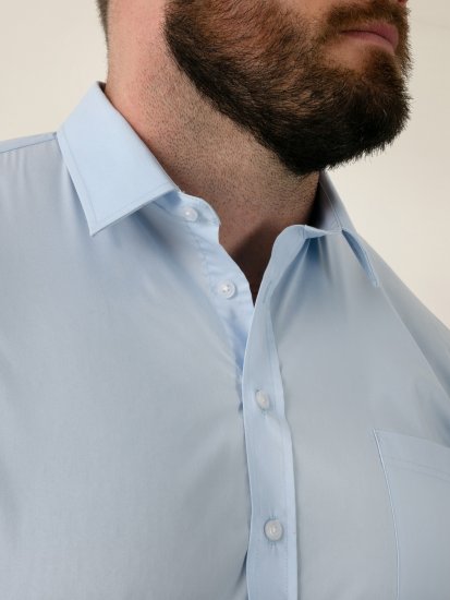 D555 Lucas Ελαστικό Πουκάμισο Με Κοντά Μανίκια Ανθεκτικό Στους Λεκέδες Χωρίς Σιδέρωμα Γαλάζιο - Πουκάμισα - Aνδρικά πουκαμισα μεγαλα μεγάλα μεγέθη