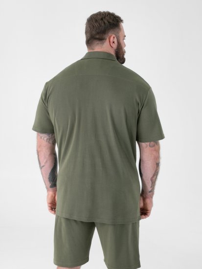 D555 Connor Stretch Cuban Collar Reosrt Short Sleeve Shirt Khaki - Πουκάμισα - Aνδρικά πουκαμισα μεγαλα μεγάλα μεγέθη