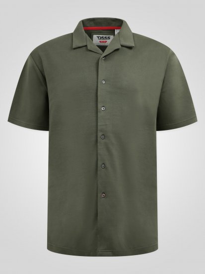 D555 Connor Stretch Cuban Collar Reosrt Short Sleeve Shirt Khaki - Πουκάμισα - Aνδρικά πουκαμισα μεγαλα μεγάλα μεγέθη