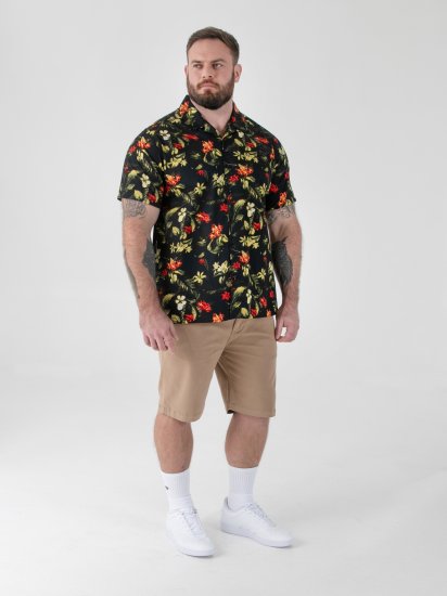 D555 Gordon Hawaiian AOP Cuvan Collar Resort Short Sleeve Black - Πουκάμισα - Aνδρικά πουκαμισα μεγαλα μεγάλα μεγέθη