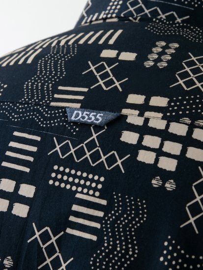 D555 Rick Geometric Print Short Sleeve Shirt Navy - Πουκάμισα - Aνδρικά πουκαμισα μεγαλα μεγάλα μεγέθη