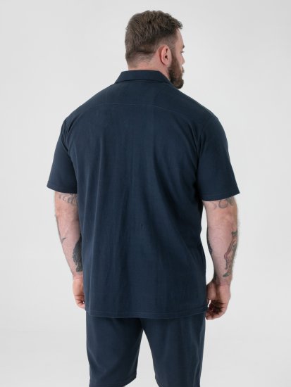 D555 Connor Stretch Cuban Collar Resort Short Sleeve Shirt Navy - Πουκάμισα - Aνδρικά πουκαμισα μεγαλα μεγάλα μεγέθη