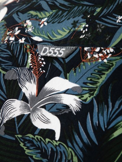 D555 Corden Hawaiian AOP Cuban Collar Resort Short Sleeve Navy - Κοντομάνικα πουκάμισα - Κοντομάνικα πουκάμισα μεγάλα μεγέθη