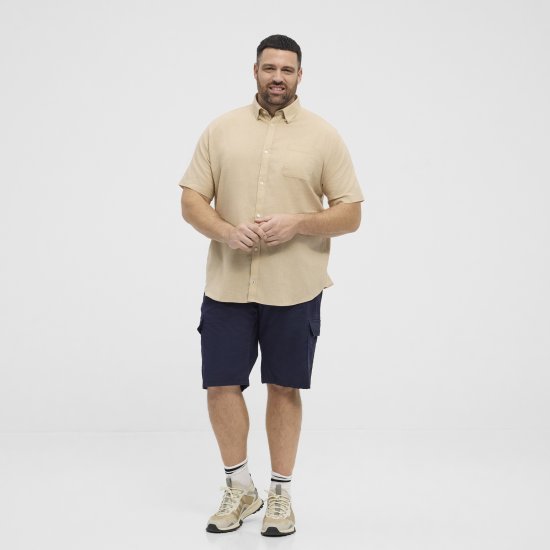 North Latitude 51106 Short Sleeve Shirt Sand - Κοντομάνικα πουκάμισα - Κοντομάνικα πουκάμισα μεγάλα μεγέθη