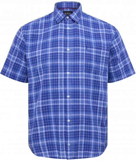 North Latitude 51145 Checked Short Sleeve Shirt Cobolt Blue - Κοντομάνικα πουκάμισα - Κοντομάνικα πουκάμισα μεγάλα μεγέθη
