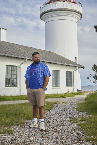 North Latitude 51145 Checked Short Sleeve Shirt Cobolt Blue - Κοντομάνικα πουκάμισα - Κοντομάνικα πουκάμισα μεγάλα μεγέθη