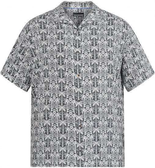 North Latitude 61313 Πουκάμισο Βισκόζης με Κουβανέζικο Γιακά Γκρι - Πουκάμισα - Aνδρικά πουκαμισα μεγαλα μεγάλα μεγέθη