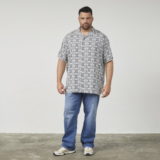 North Latitude 61313 Πουκάμισο Βισκόζης με Κουβανέζικο Γιακά Γκρι - Πουκάμισα - Aνδρικά πουκαμισα μεγαλα μεγάλα μεγέθη