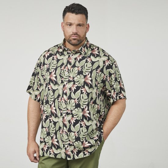 North Latitude 61357 Πουκάμισο Βισκόζης με Ολόσωμο Τύπωμα Μαύρο - Πουκάμισα - Aνδρικά πουκαμισα μεγαλα μεγάλα μεγέθη