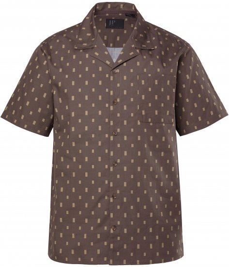 JP1880 Boxy Cuba Short Sleeve Shirt Brown - Πουκάμισα - Aνδρικά πουκαμισα μεγαλα μεγάλα μεγέθη