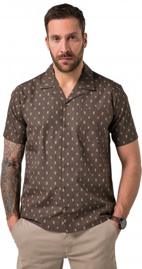 JP1880 Boxy Cuba Short Sleeve Shirt Brown - Πουκάμισα - Aνδρικά πουκαμισα μεγαλα μεγάλα μεγέθη