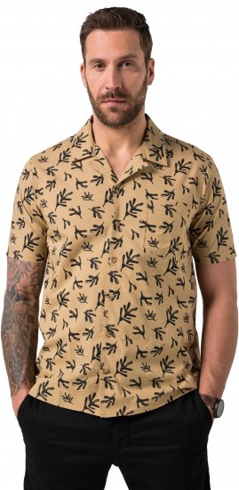 JP1880 Boxy Cuba Short Sleeve Shirt Camel - Πουκάμισα - Aνδρικά πουκαμισα μεγαλα μεγάλα μεγέθη