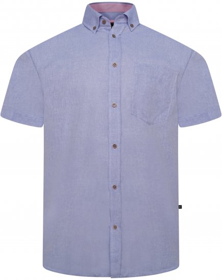 Kam Jeans 6340 Linen Mix Short Sleeve Shirt Blue - Πουκάμισα - Aνδρικά πουκαμισα μεγαλα μεγάλα μεγέθη