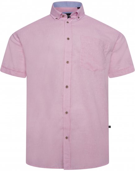 Kam Jeans 6340 Linen Mix Short Sleeve Shirt Pink - Πουκάμισα - Aνδρικά πουκαμισα μεγαλα μεγάλα μεγέθη
