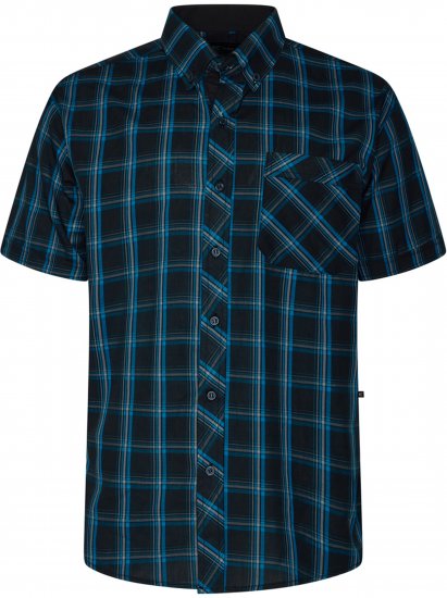 Kam Jeans 6365 Checked Short Sleeve Shirt Turquoise - Πουκάμισα - Aνδρικά πουκαμισα μεγαλα μεγάλα μεγέθη