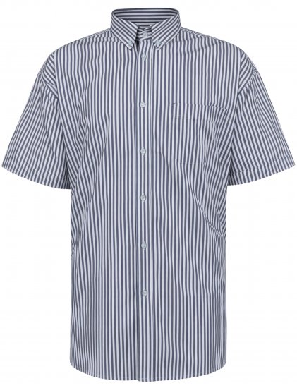 Kam Jeans 6375 Casual Striped Short Sleeve Shirt Navy - Πουκάμισα - Aνδρικά πουκαμισα μεγαλα μεγάλα μεγέθη