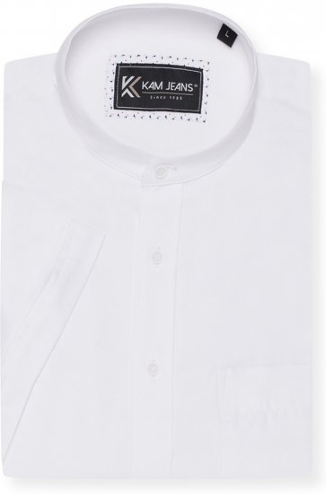 Kam Jeans P020 Premium Short Sleeve Oxford Shirt White - Πουκάμισα - Aνδρικά πουκαμισα μεγαλα μεγάλα μεγέθη