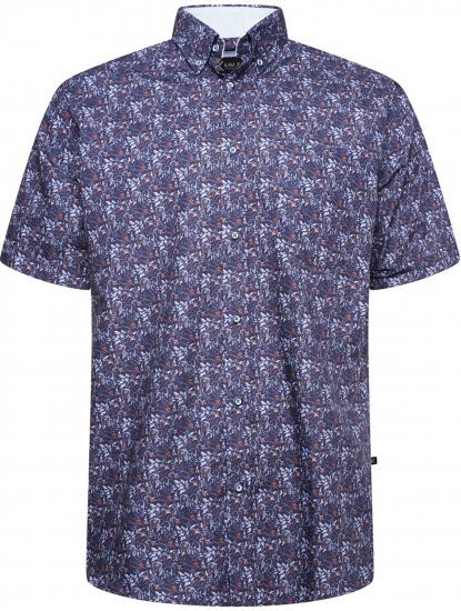 Kam Jeans P044 Premium Floral Printed Moonlight - Κοντομάνικα πουκάμισα - Κοντομάνικα πουκάμισα μεγάλα μεγέθη