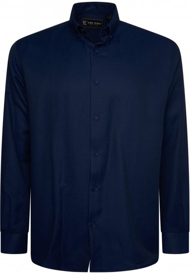 Kam Jeans 6357 Dobby Weave Shirt Navy - Πουκάμισα - Aνδρικά πουκαμισα μεγαλα μεγάλα μεγέθη