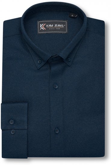 Kam Jeans 6357 Dobby Weave Shirt Navy - Πουκάμισα - Aνδρικά πουκαμισα μεγαλα μεγάλα μεγέθη