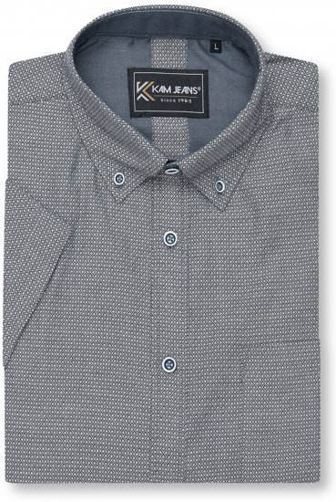 Kam Jeans 6359 All Over Geo Print Shirt Charcoal - Πουκάμισα - Aνδρικά πουκαμισα μεγαλα μεγάλα μεγέθη