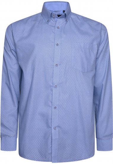 Kam Jeans 6361 All Over Geo Print Long Sleeve Shirt Sky Blue - Πουκάμισα - Aνδρικά πουκαμισα μεγαλα μεγάλα μεγέθη