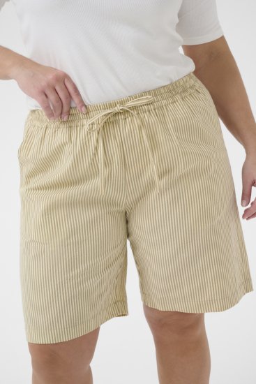 Kaffe Curve Nana Ριγέ σορτς Chincilla/Λευκό ριγέ - Τζιν & Παντελόνια για Γυναίκες σε Μεγάλες Μεγέθη – Plus Size - 