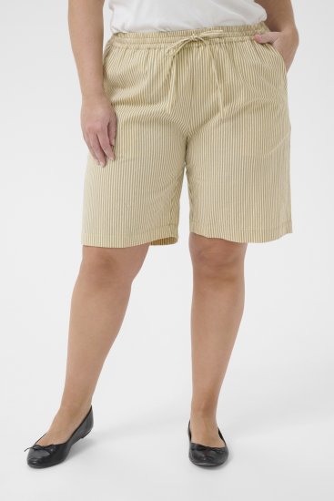 Kaffe Curve Nana Ριγέ σορτς Chincilla/Λευκό ριγέ - Τζιν & Παντελόνια για Γυναίκες σε Μεγάλες Μεγέθη – Plus Size - 