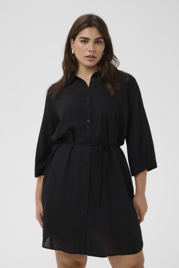 Kaffe Curve Mille Short Shirt Dress Black Deep - Μίνι φορέματα - 