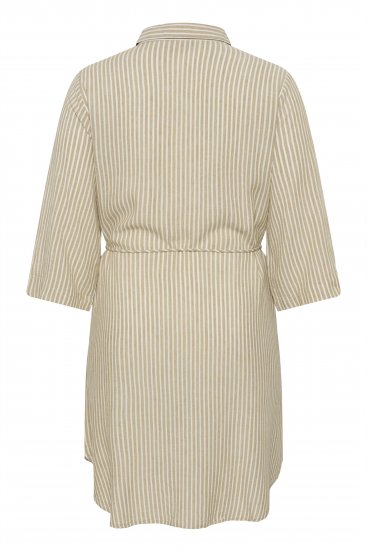 Kaffe Curve Milla Short Shirt Dress Chinchilla/Chalk Stripe - Μίνι φορέματα - 