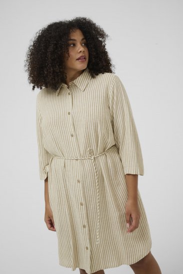 Kaffe Curve Milla Short Shirt Dress Chinchilla/Chalk Stripe - Μίνι φορέματα - 