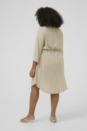 Kaffe Curve Milla Short Shirt Dress Chinchilla/Chalk Stripe - Μίνι φορέματα - 