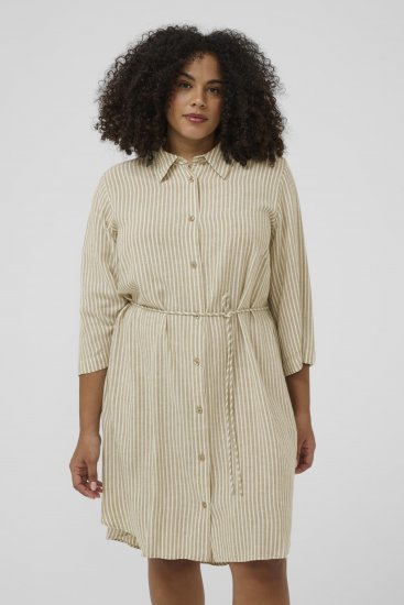 Kaffe Curve Milla Short Shirt Dress Chinchilla/Chalk Stripe - Μίνι φορέματα - 