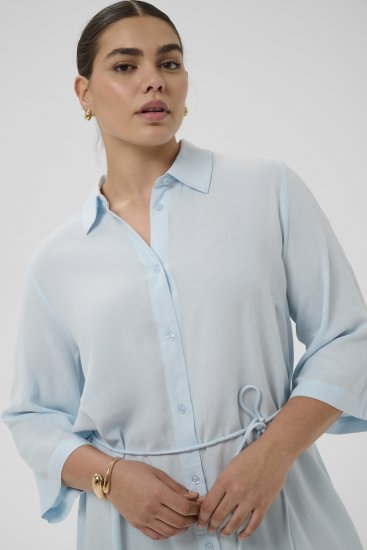 Kaffe Curve Mille Short Shirt Dress Nantucket Breeze Blue - Μίνι φορέματα - 