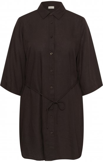 Kaffe Curve Mille Short Shirt Dress Black Coffee Brown - Μίνι φορέματα - 