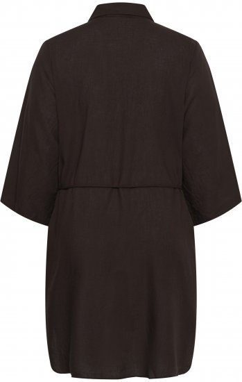 Kaffe Curve Mille Short Shirt Dress Black Coffee Brown - Μίνι φορέματα - 