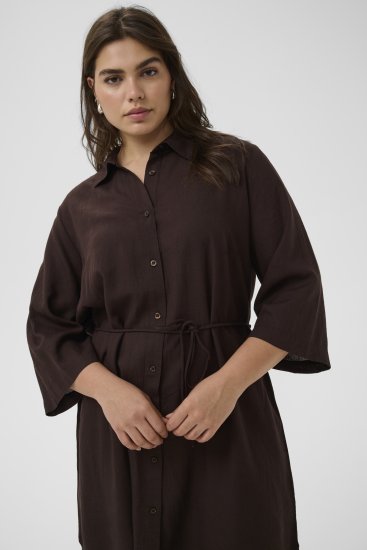 Kaffe Curve Mille Short Shirt Dress Black Coffee Brown - Μίνι φορέματα - 