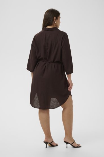 Kaffe Curve Mille Short Shirt Dress Black Coffee Brown - Μίνι φορέματα - 