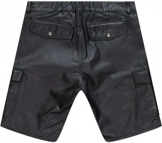 JP1880 Leather Shorts Cargo Pockets Lamb Nappa Leather Black - Σορτς - Aνδρικεσ βερμουδεσ μεγαλα μεγάλα μεγέθη