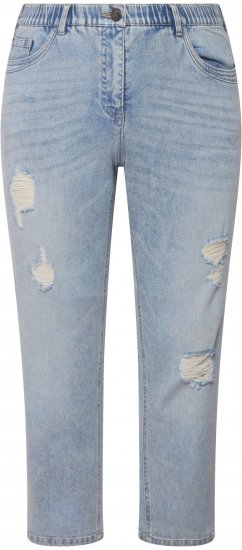 Ulla Popken Stonewashed Distressed Boyfriend Jeans Light Blue - Τζιν & Παντελόνια για Γυναίκες σε Μεγάλες Μεγέθη – Plus Size - 