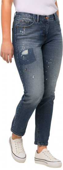 Ulla Popken Distressed Stretch Fit Sarah Jeans Blue Denim - Τζιν & Παντελόνια για Γυναίκες σε Μεγάλες Μεγέθη – Plus Size - 