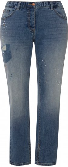 Ulla Popken Distressed Stretch Fit Boyfriend Jeans Blue Denim - Τζιν & Παντελόνια για Γυναίκες σε Μεγάλες Μεγέθη – Plus Size - 