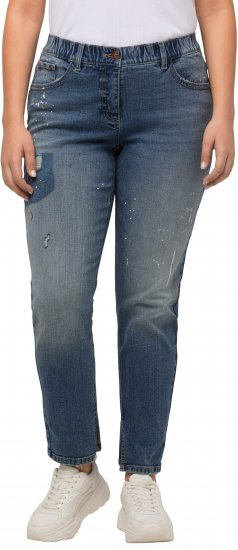 Ulla Popken Distressed Stretch Fit Boyfriend Jeans Blue Denim - Τζιν & Παντελόνια για Γυναίκες σε Μεγάλες Μεγέθη – Plus Size - 