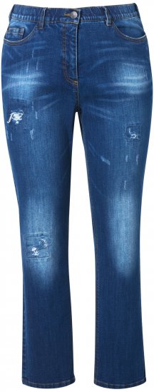 Ulla Popken Lightly Distressed Stretch Fit Jeans Blue Denim - Τζιν & Παντελόνια για Γυναίκες σε Μεγάλες Μεγέθη – Plus Size - 