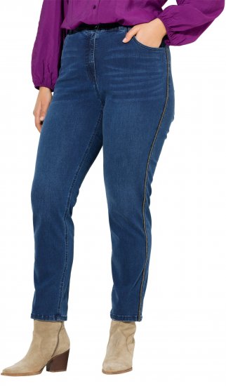 Ulla Popken Rhinestone Seam Stretch Fit Jeans Blue Denim - Τζιν & Παντελόνια για Γυναίκες σε Μεγάλες Μεγέθη – Plus Size - 